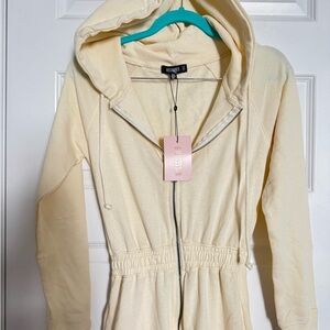 Missguided Beige Hooded Jumpsuit